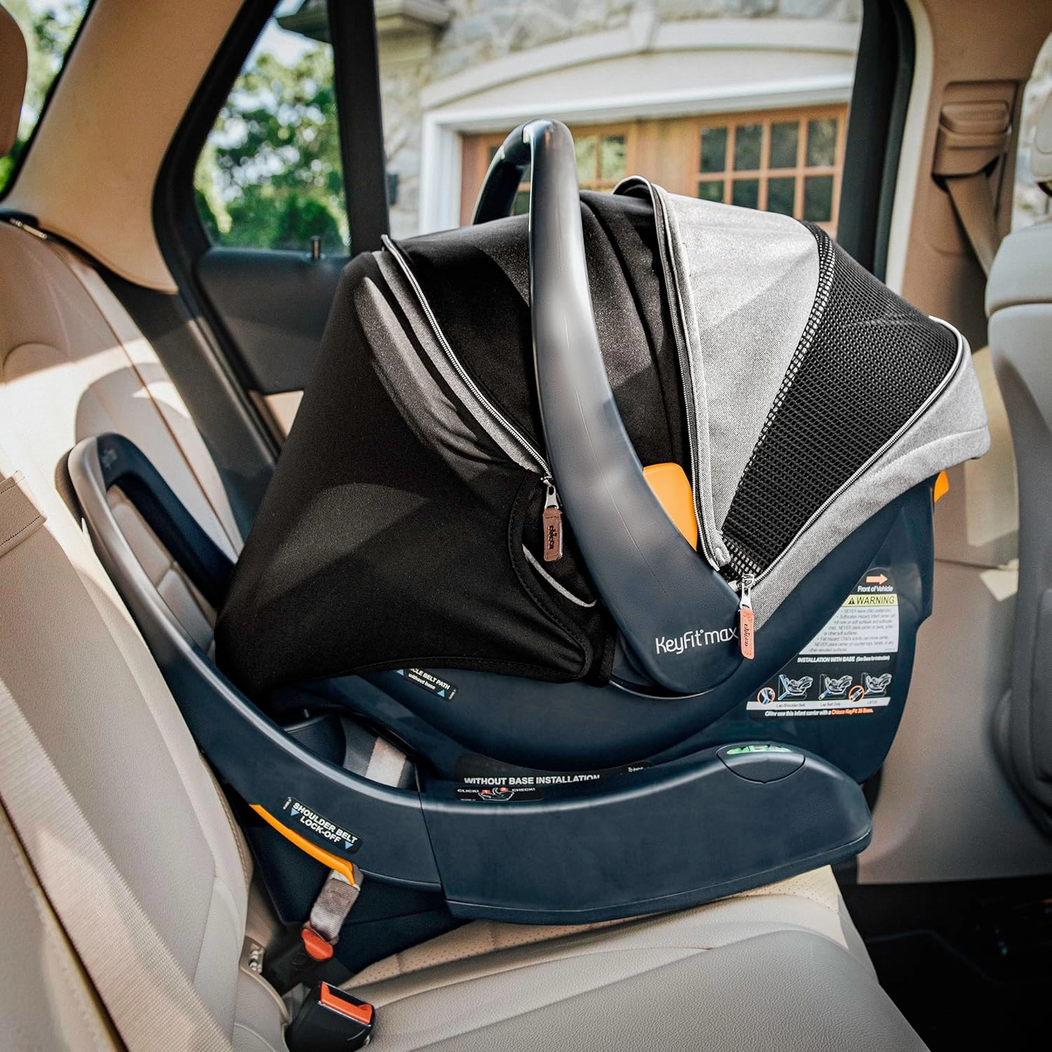 Chicco KeyFit® Max Zip ClearTex® Infant Car Seat and Base, Rear-Facing Seat for Infants 4-30 lbs., Infant Head and Body Support, Compatible with Chicco Strollers, Baby Travel Gear | Apex/Black