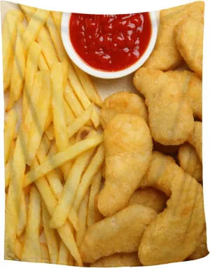 Chicken Nugget and Fries Blanket,Chicken Nugget and Fries Blankets Gift Soft Cozy Plush Bedding Blanket,Fuzzy Flannel Fleece Blanket for Couch Sofa Camping,60"x80"-Queen Size for Adults