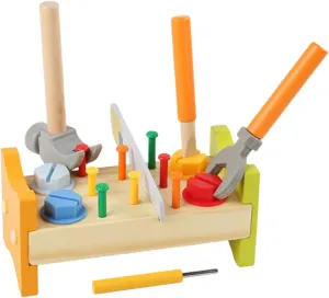 Child-Friendly Hammer Toy Set Wooden Baby Pounding Peg Workbench for Hand-Eye Coordination
