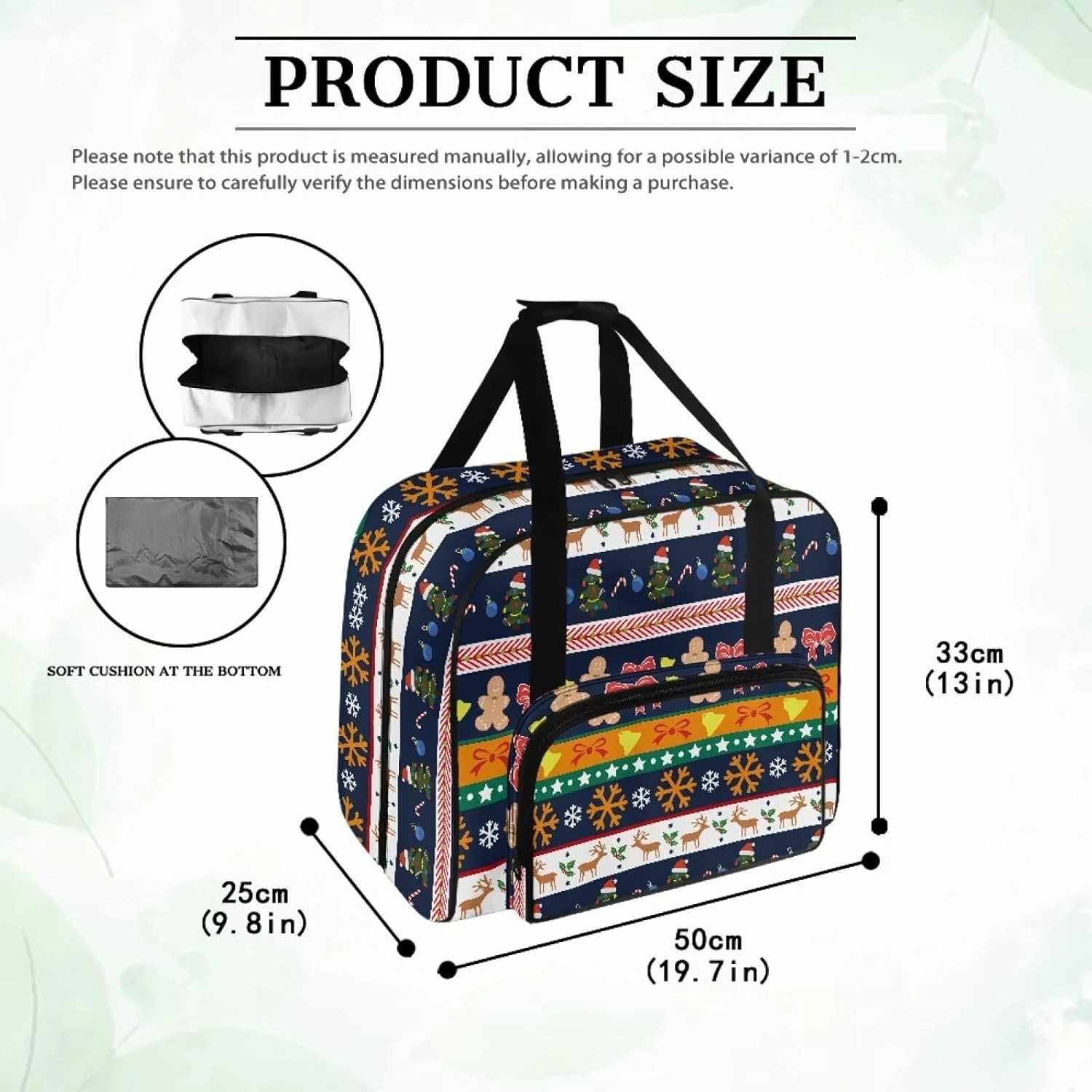 Christmas Stripe Sewing Machine Handbag Tote Bag for Sewing Machine Portable Sewing Case Storage Organization Carrying Bag for Accessories Carrying Travel Storage Carrier