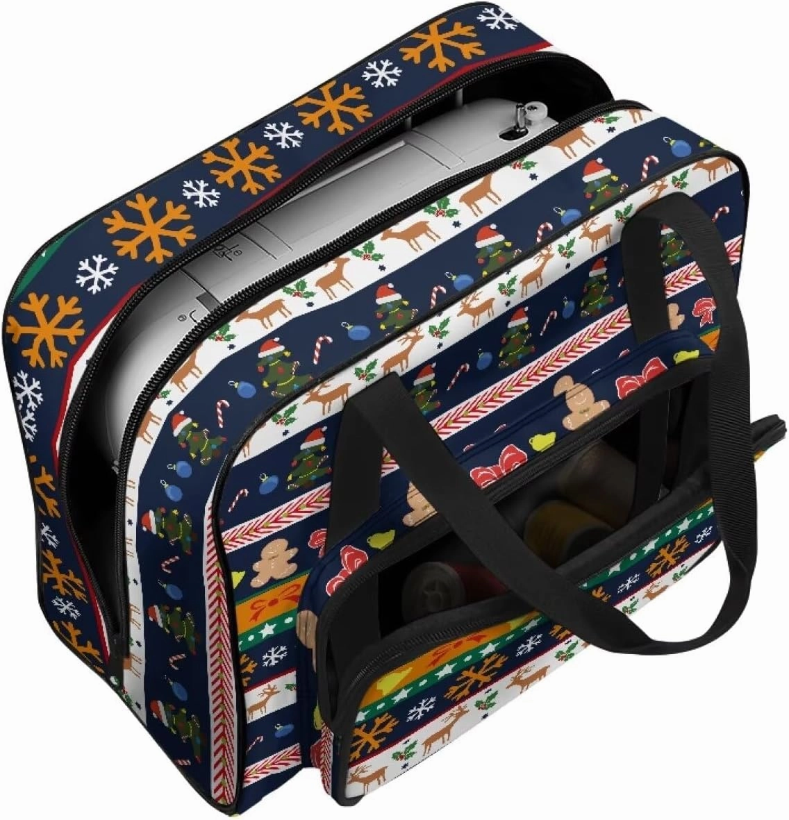Christmas Stripe Sewing Machine Handbag Tote Bag for Sewing Machine Portable Sewing Case Storage Organization Carrying Bag for Accessories Carrying Travel Storage Carrier