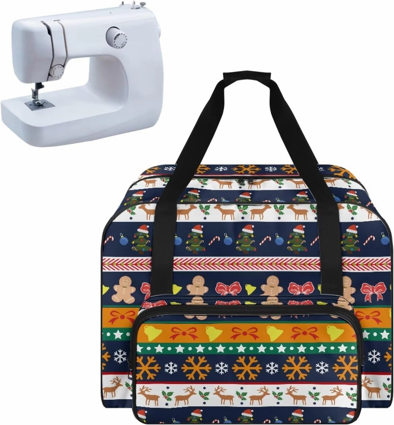 Christmas Stripe Sewing Machine Handbag Tote Bag for Sewing Machine Portable Sewing Case Storage Organization Carrying Bag for Accessories Carrying Travel Storage Carrier