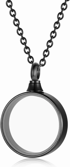 Circle Acrylic Cremation Urn Keepsake Ashes Holder Necklace, Stainless Steel Memorial Ash Locket, Simple Urn Pendant Jewelry for Dad Mom Family Souvenir, Commemorative locket for Women Men