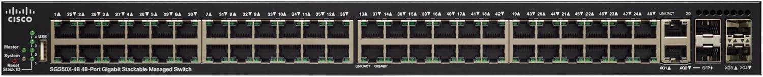 Cisco SG350X-48P Stackable Managed Switch | 48 Gigabit Ethernet (GbE) Ports | 2 x 10G Combo   2 x SFP  | 382W PoE | Limited Lifetime Protection (SG350X-48P-K9-NA)