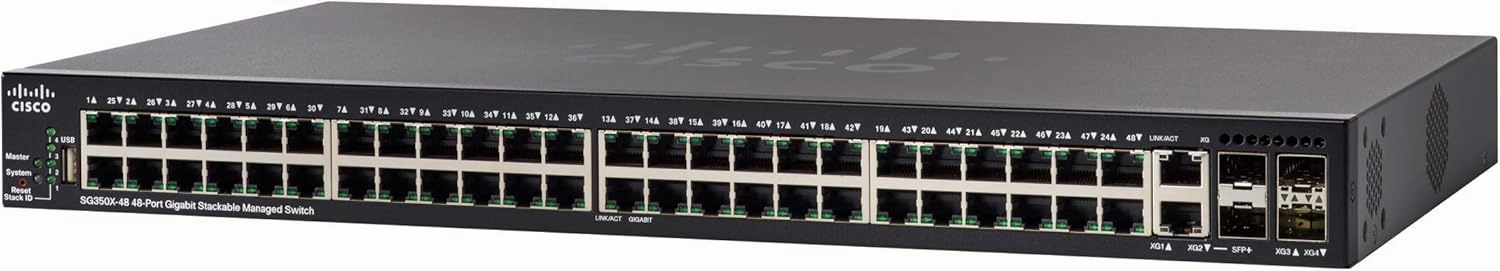 Cisco SG350X-48P Stackable Managed Switch | 48 Gigabit Ethernet (GbE) Ports | 2 x 10G Combo   2 x SFP  | 382W PoE | Limited Lifetime Protection (SG350X-48P-K9-NA)