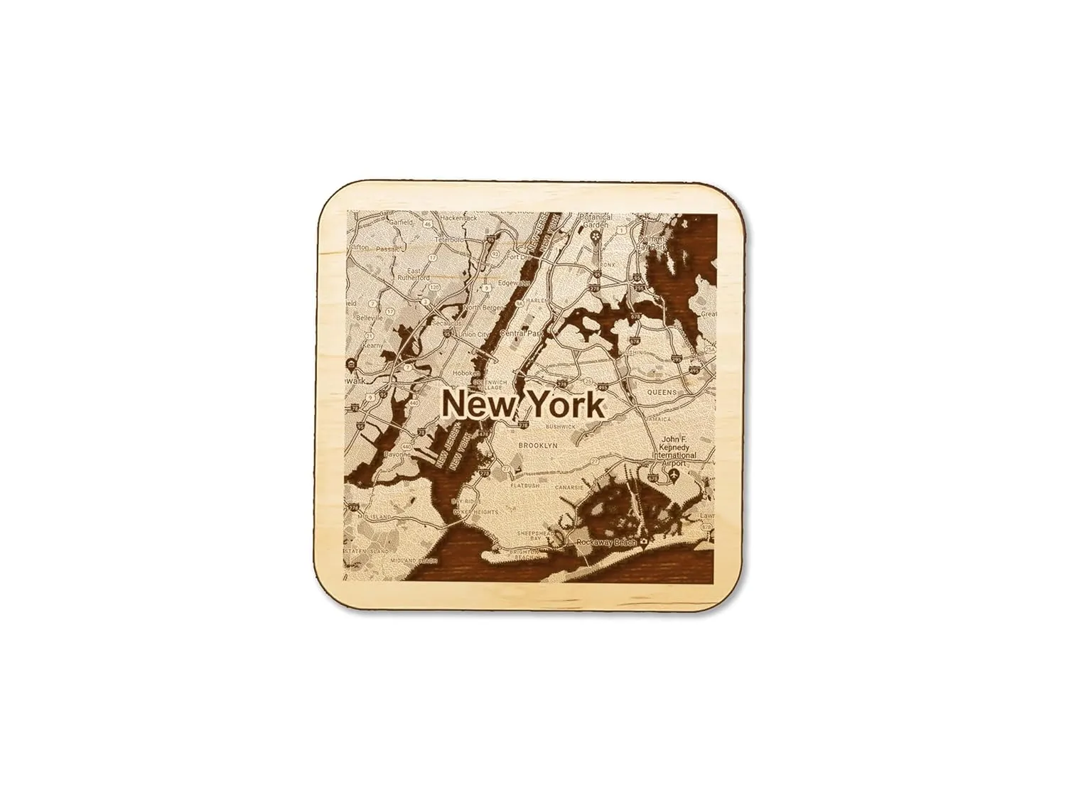 City Map 1 Coaster Any City! Free Personalization of your City on wood Coaster Custom Wooden Coaster City Map Optional Gift Bag (1 Coaster   Engraved Bag)
