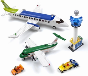 City Passenger Airplane Building Toy Set,With Airport Passenger Terminal,Radar Tower,Luggage Truck,Container Loader And 7 Figures,Aviones 747 Plane Set For Kids 6  (Passenger Airplane 731Pcs)