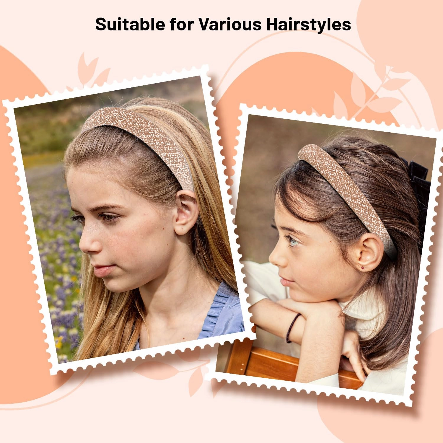 Clara Tweed Padded Headband - Caramel | Luxurious Tweed Fabric with Plush Padding | Comfortable Fit with Rubberized Teeth | Sophisticated Accessory for Casual & Polished Looks