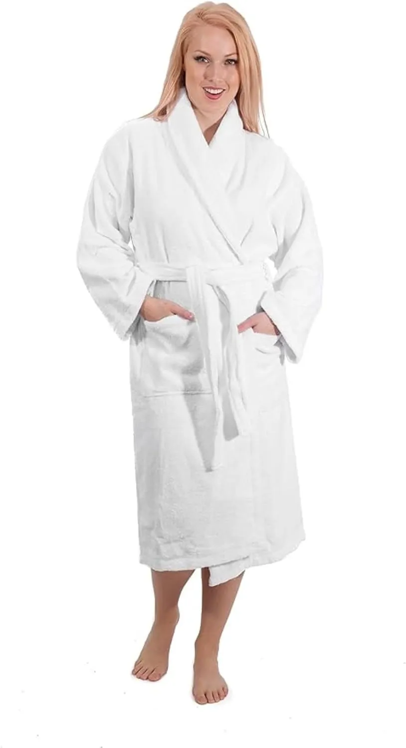 Classic Turkish Towels CTT - Luxury 100% Turkish Cotton Terry Cloth Bath Robe for Women & Men, 400 GSM Soft & Plush Long Robe