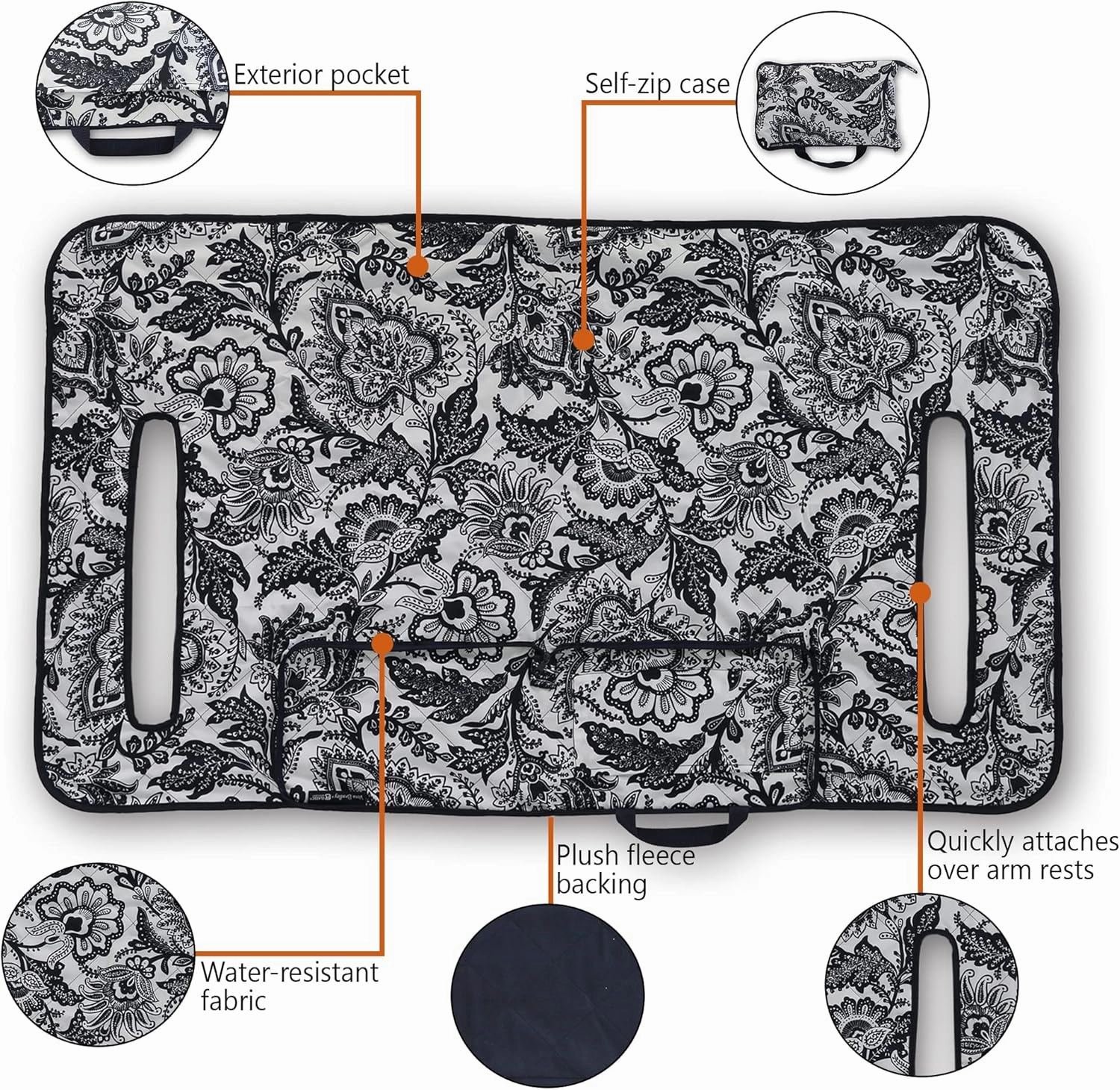 Classic Accessories Vera Bradley Water-Resistant Golf Seat Blanket, 54 x 32 Inch, Java Navy