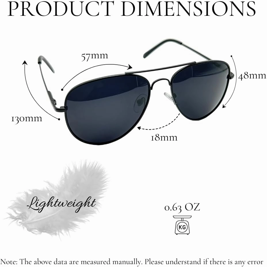 Classic Aviator Polarized Sunglasses For Men And Women UV400 Protection Metal Lightweight Frame