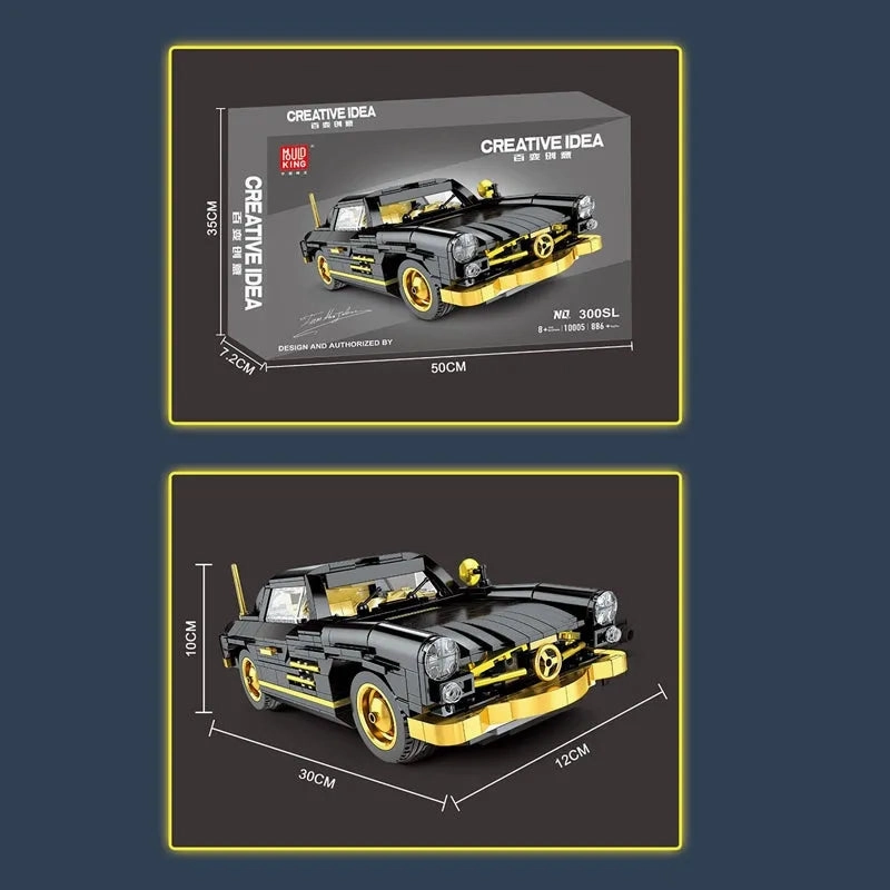 Classic Sports Car MOC Mercedes 300SL Gullwing Bricks Toy