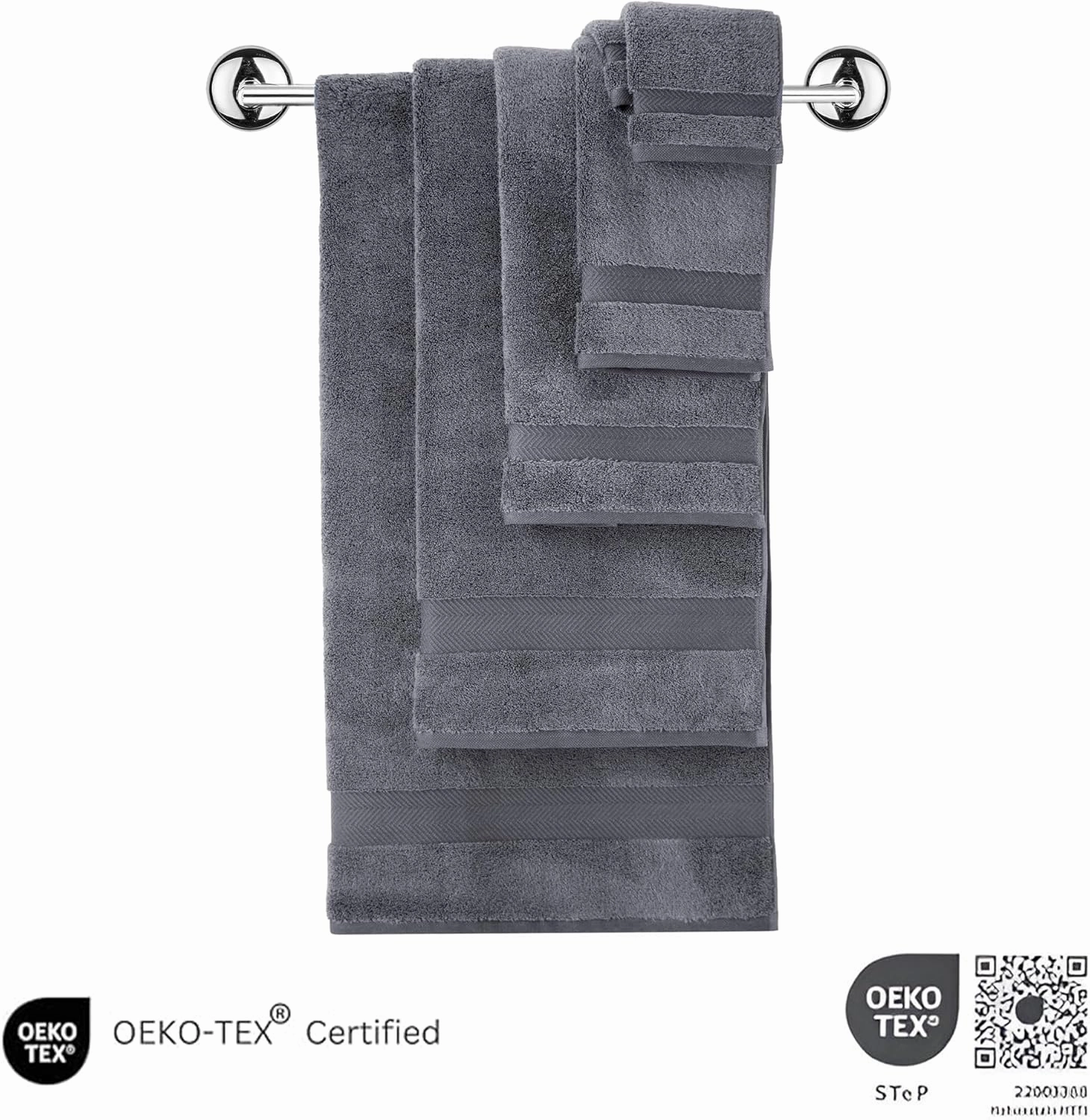 Classic Turkish Towels CTT - Luxury 6 Piece Towel Set, 100% Turkish Cotton, Quick Drying, Highly Absorbent & Comfy, Includes 2 Bath Towels, 2 Hand Towels & 2 Washcloths | (Grey)