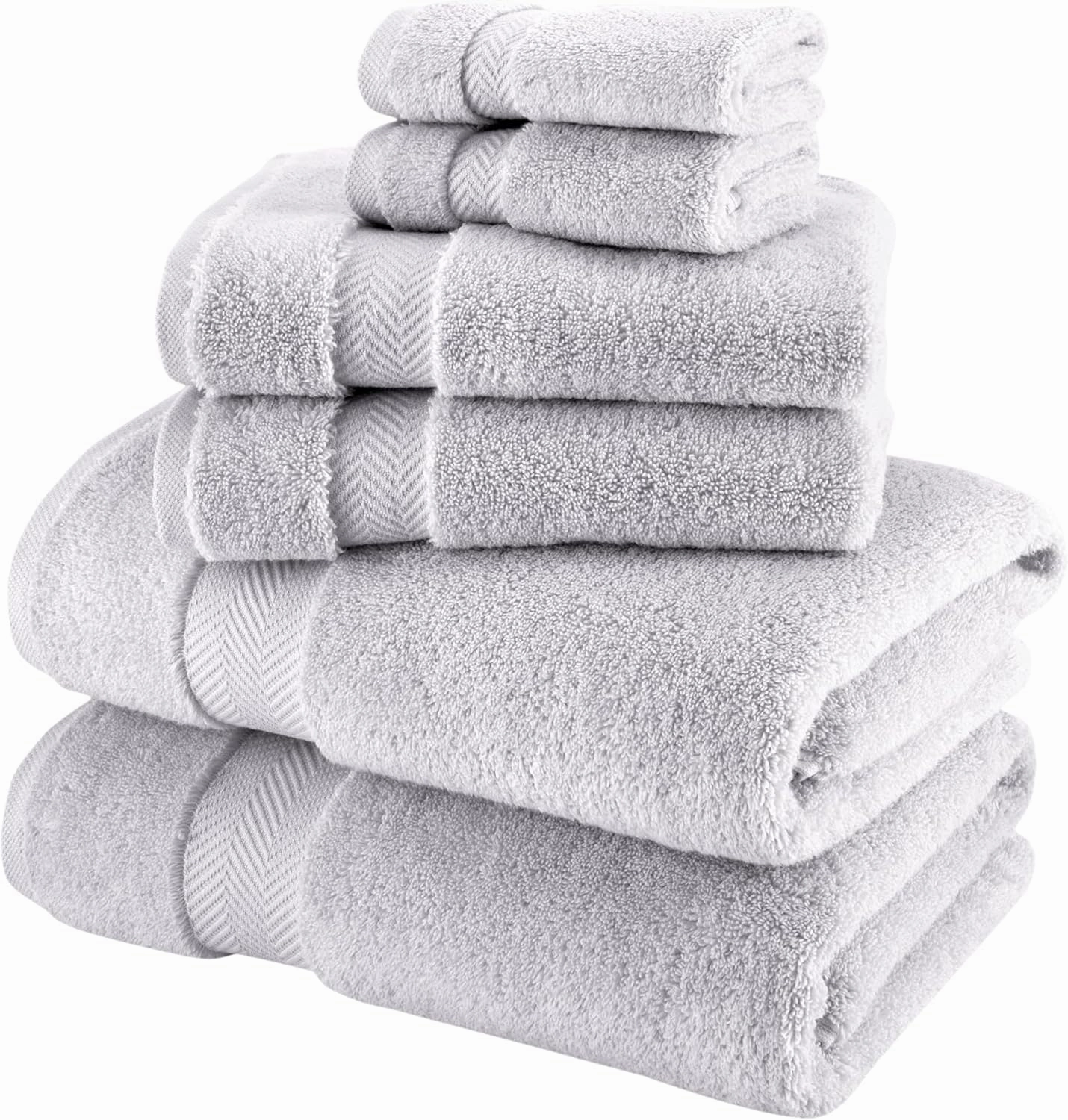 Classic Turkish Towels CTT - Luxury 6 Piece Towel Set, 100% Turkish Cotton, Quick Drying, Highly Absorbent & Comfy, Includes 2 Bath Towels, 2 Hand Towels & 2 Washcloths | (Platinum)