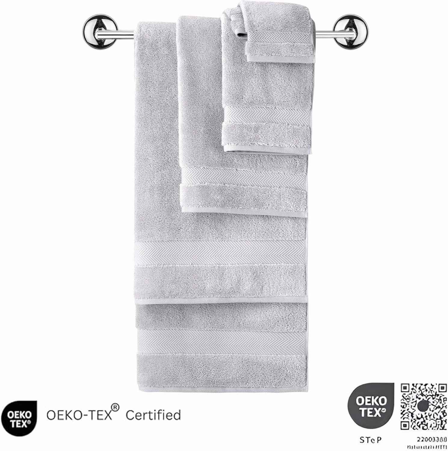 Classic Turkish Towels CTT - Luxury 6 Piece Towel Set, 100% Turkish Cotton, Quick Drying, Highly Absorbent & Comfy, Includes 2 Bath Towels, 2 Hand Towels & 2 Washcloths | (Platinum)