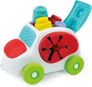 Clementoni- Soft Clemmy Sensory Car: Fun & Developmental Play for Babies & Toddlers, Stimulating Textures, Shapes & Stacking Blocks - Multicolored (6  Months)
