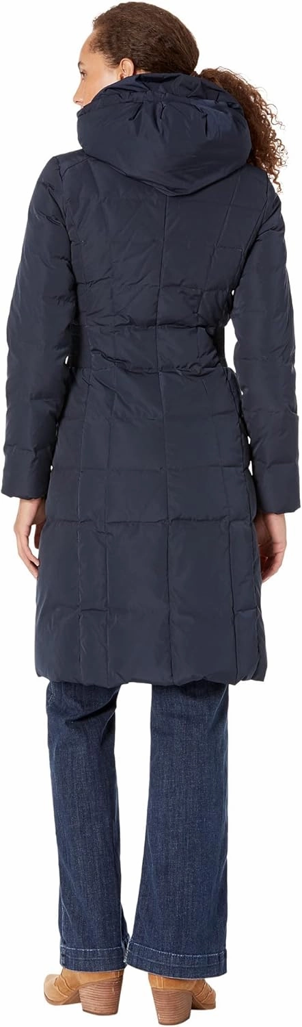 Cole Haan Women's Knee Length Hooded Quilted Down Coat