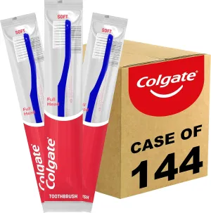 Colgate Soft Toothbrushes, Bulk Toothbrushes, Individually Wrapped Toothbrushes for Adults, Case of 144