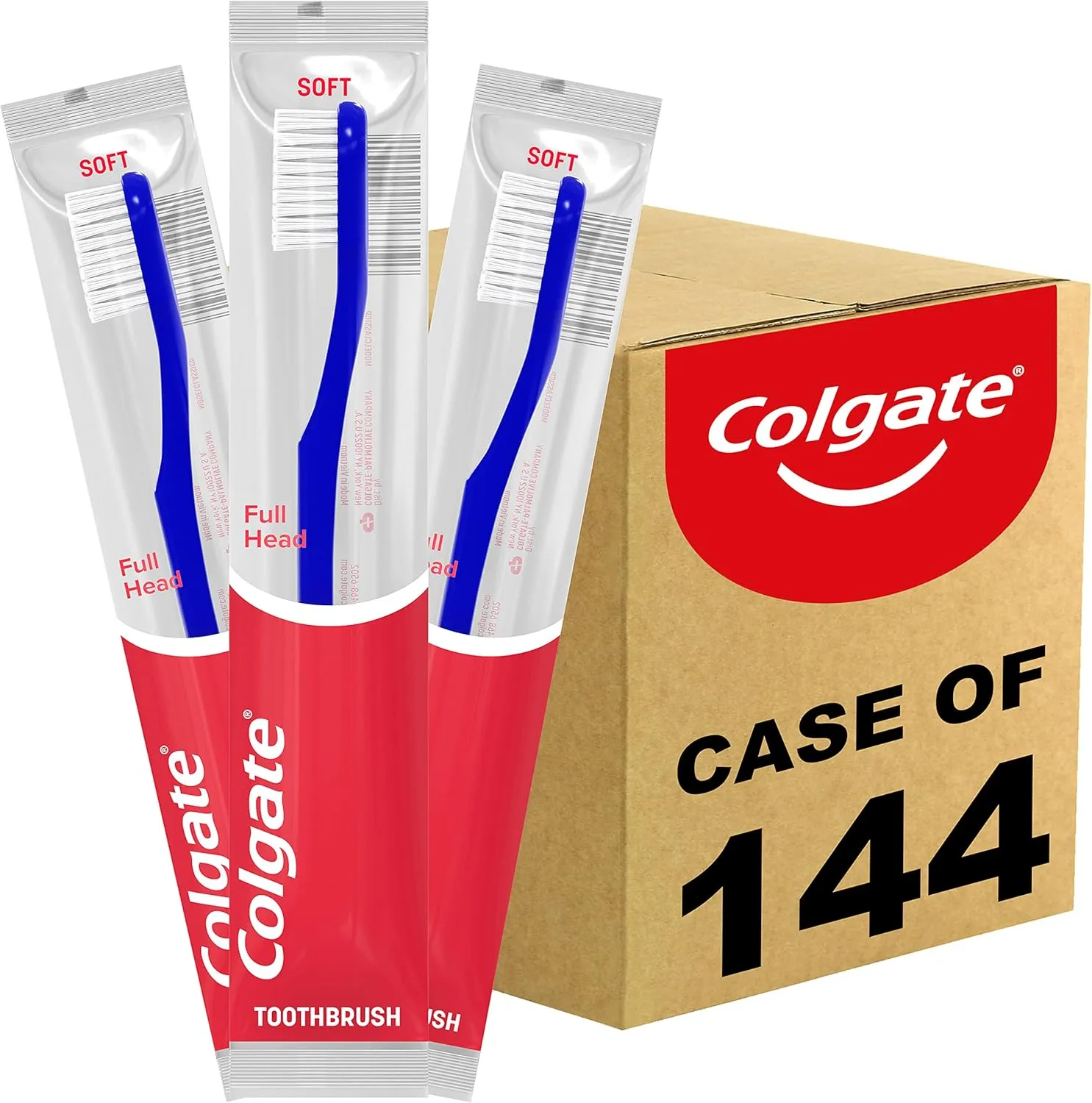 Colgate Soft Toothbrushes, Bulk Toothbrushes, Individually Wrapped Toothbrushes for Adults, Case of 144