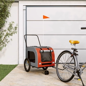 Comfortable Pet Bike Trailer for Dogs, Durable Fabric and Iron Construction, Design, Orange and Gray