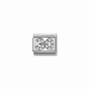 COMPOSABLE CLASSIC LINK 330304/21 NUMBER 30 WITH CZ IN 925 SILVER