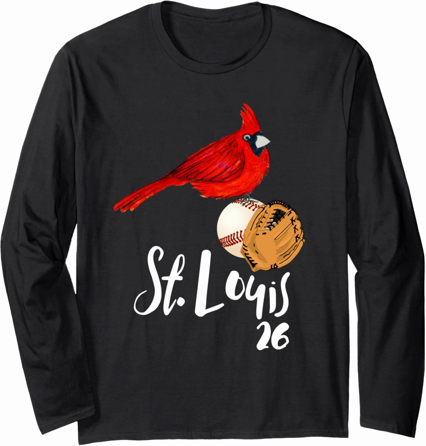 Cool Saint Louis Red Cardinal Dress Number 26 Baseball Art Long Sleeve T-Shirt