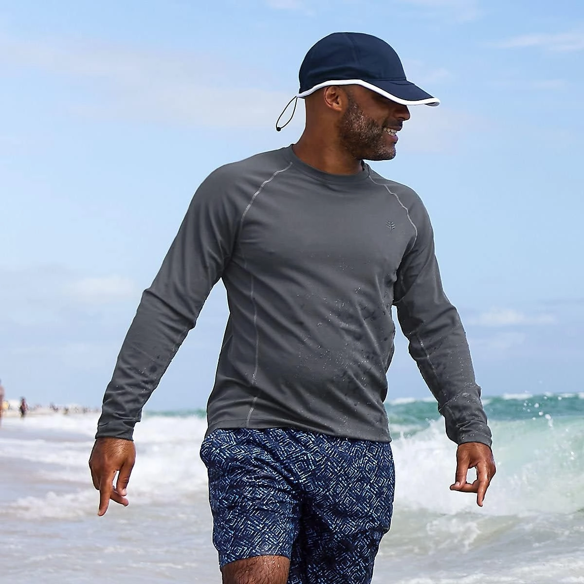 Coolibar UPF 50  Men's Hightide Long Sleeve Swim Shirt - Sun Protective
