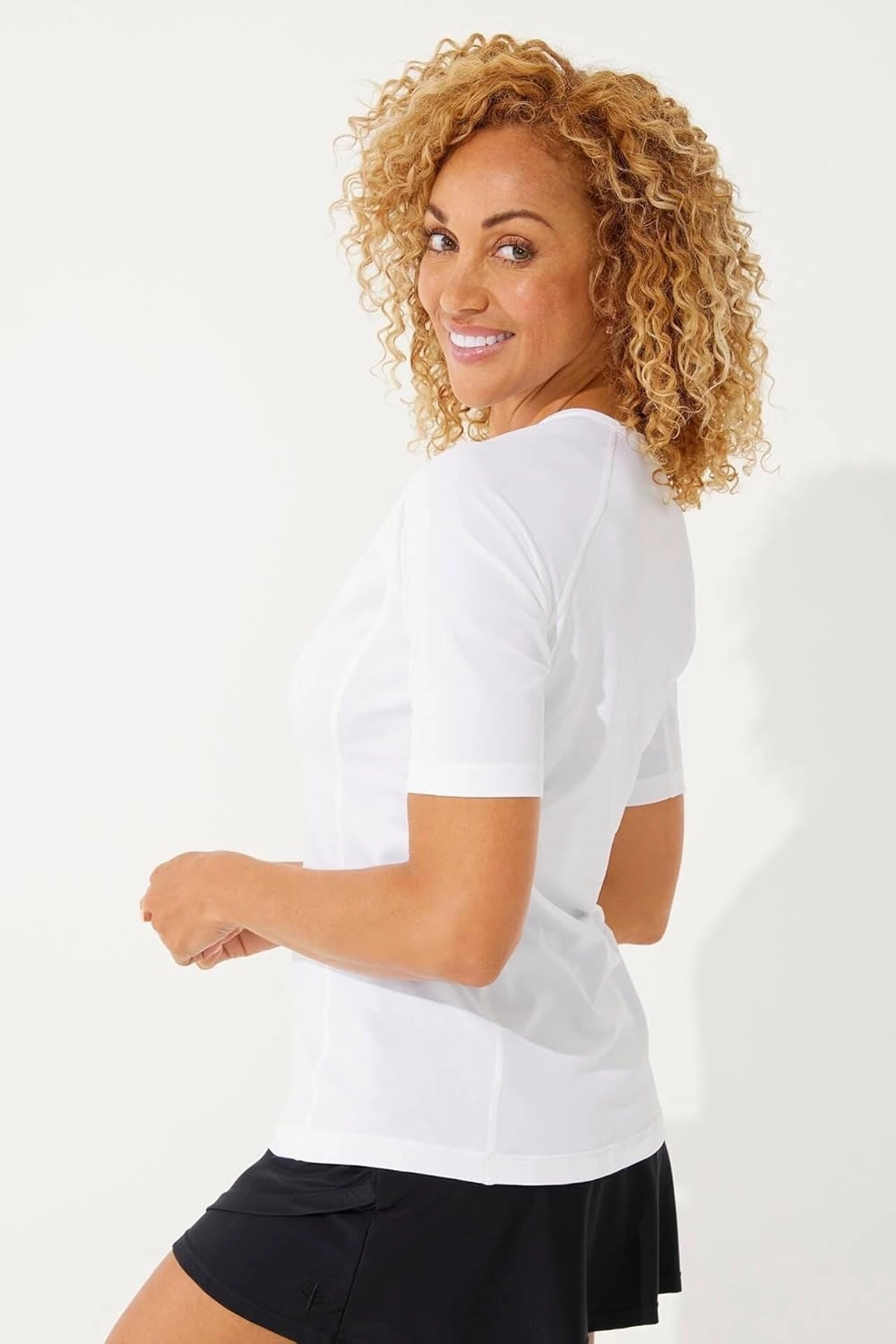 Coolibar UPF 50  Women's Hightide Short Sleeve Swim Shirt - Sun Protective