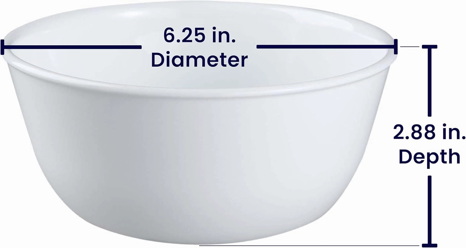 Corelle 3138 28 oz Vitrelle Glass Winter Frost White Noodle Bowl, Pack of 3