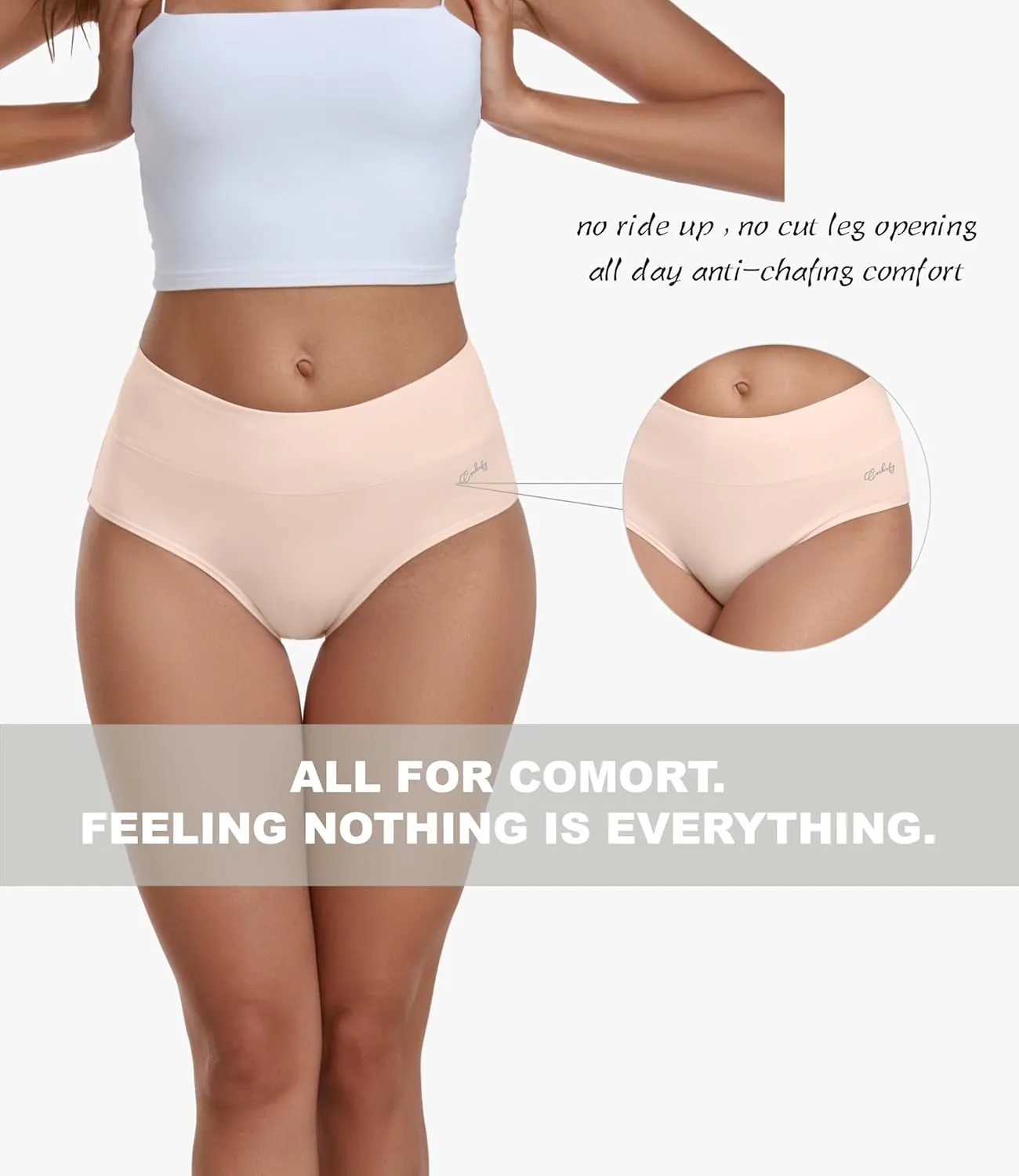 coskefy Women's High Waisted Cotton Underwear Soft Breathable Panties Stretch Briefs Ladies Panties 5 Pack