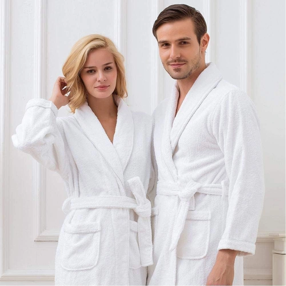 Cotton Terry Robes for Women and Men, Terry Shawl Collar Bathrobe, ONE SIZE - UNISEX Men & Women Spa Robe