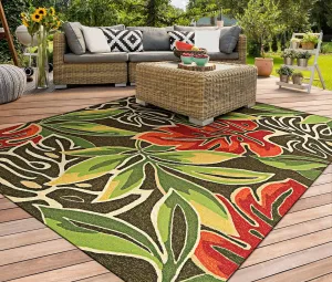 Couristan Covington Areca Palms Indoor/Outdoor Area Rug, 3'6" x 5'6", Brown-Forest Green