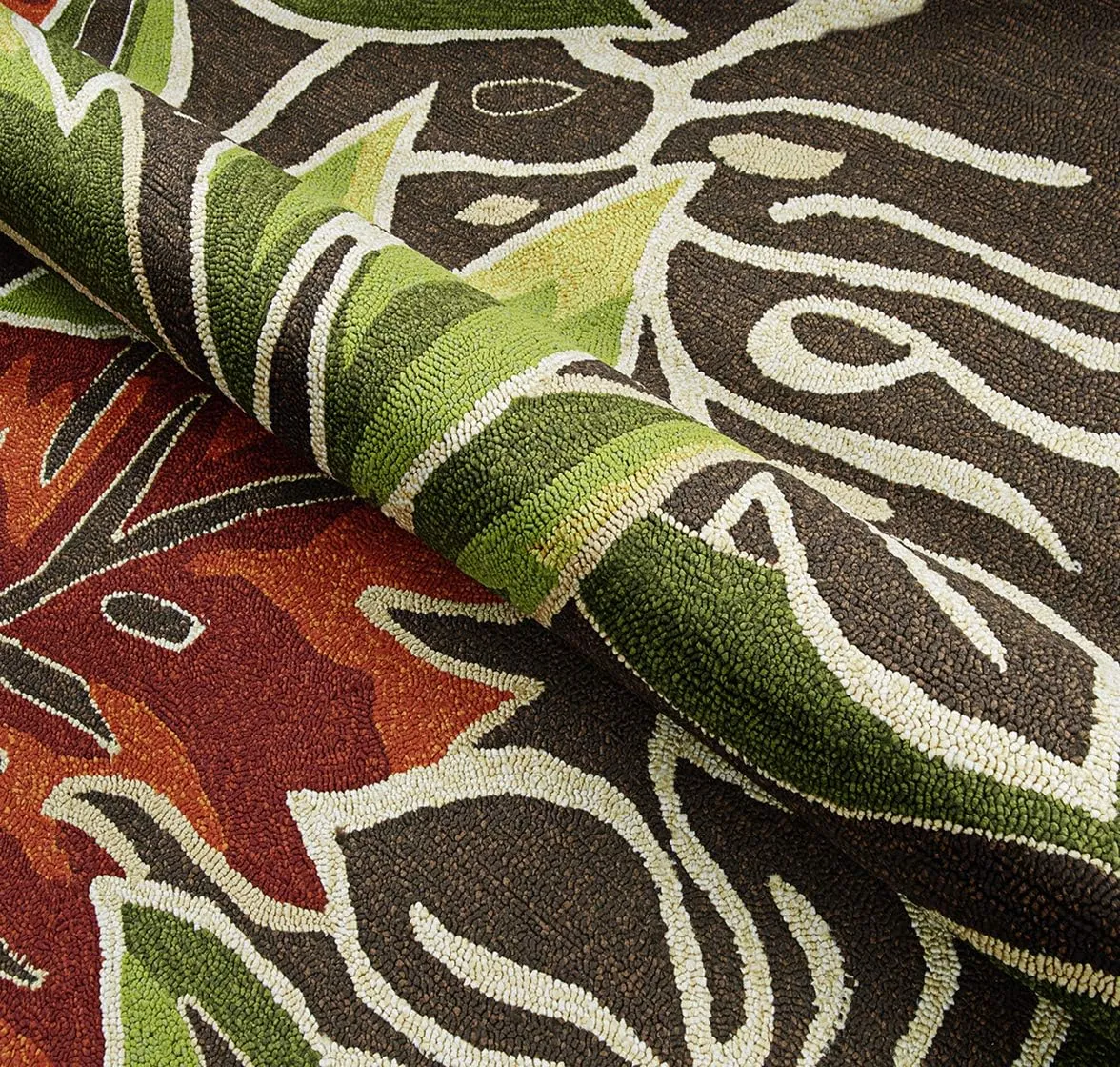 Couristan Covington Areca Palms Indoor/Outdoor Area Rug, 3'6" x 5'6", Brown-Forest Green