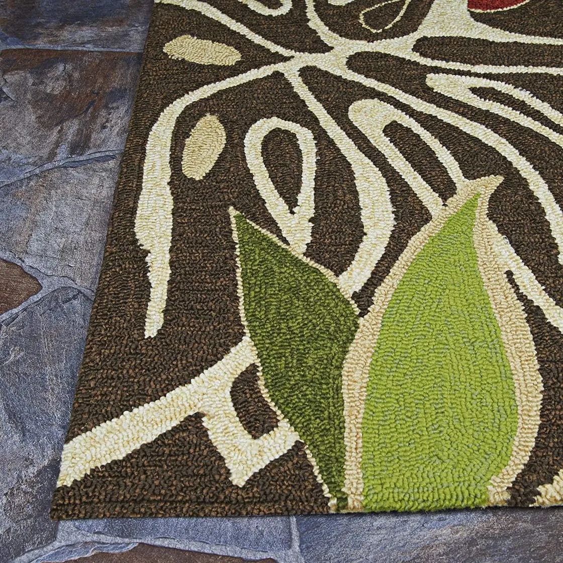 Couristan Covington Areca Palms Indoor/Outdoor Area Rug, 3'6" x 5'6", Brown-Forest Green