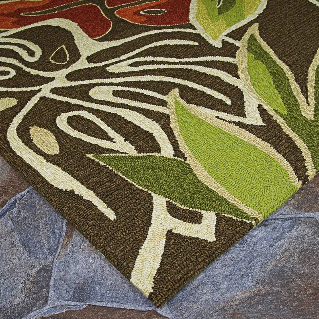 Couristan Covington Areca Palms Indoor/Outdoor Area Rug, 3'6" x 5'6", Brown-Forest Green