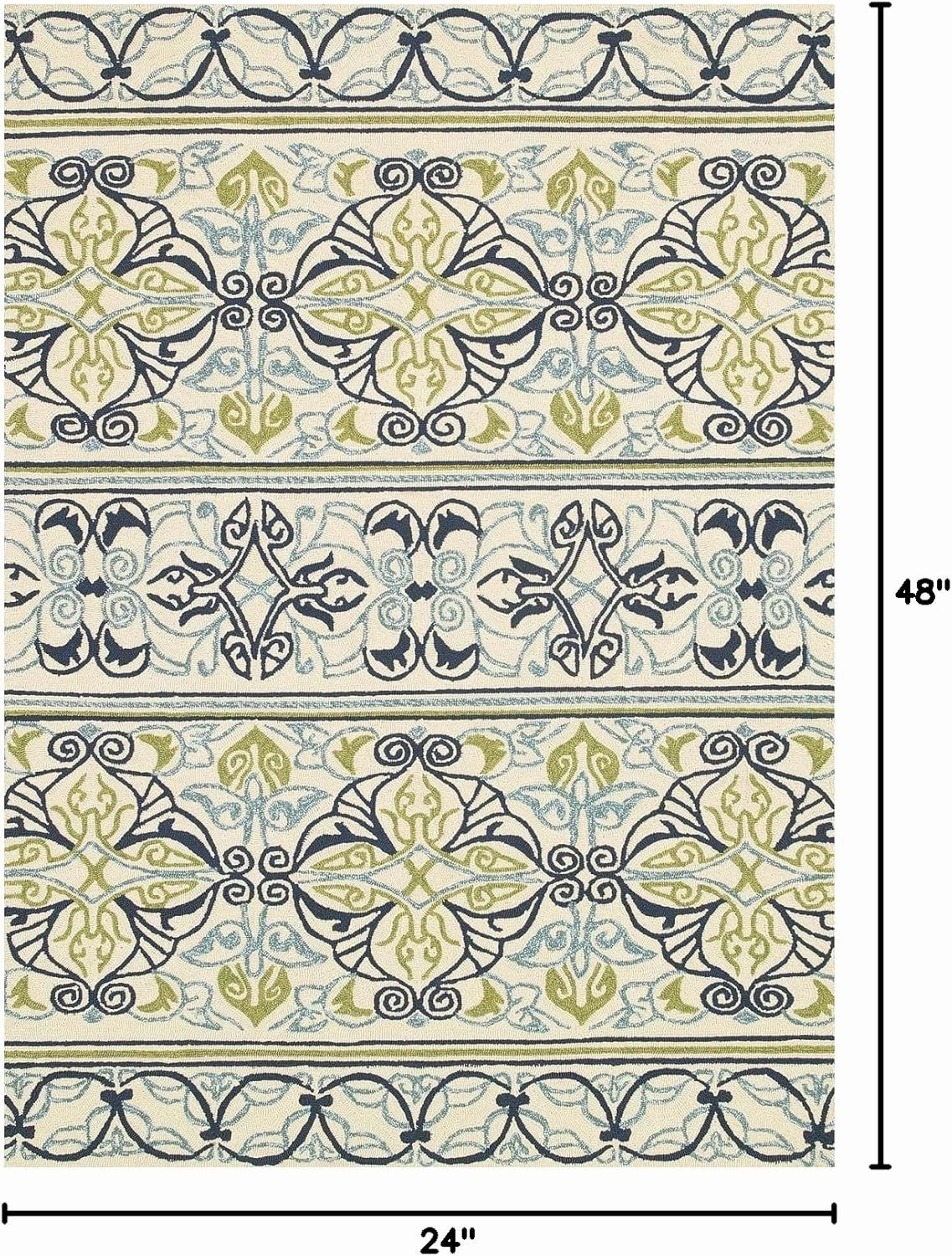 Couristan 3037/7821 Covington Pegasus Area Rugs, 2-Feet by 4-Feet, Ivory