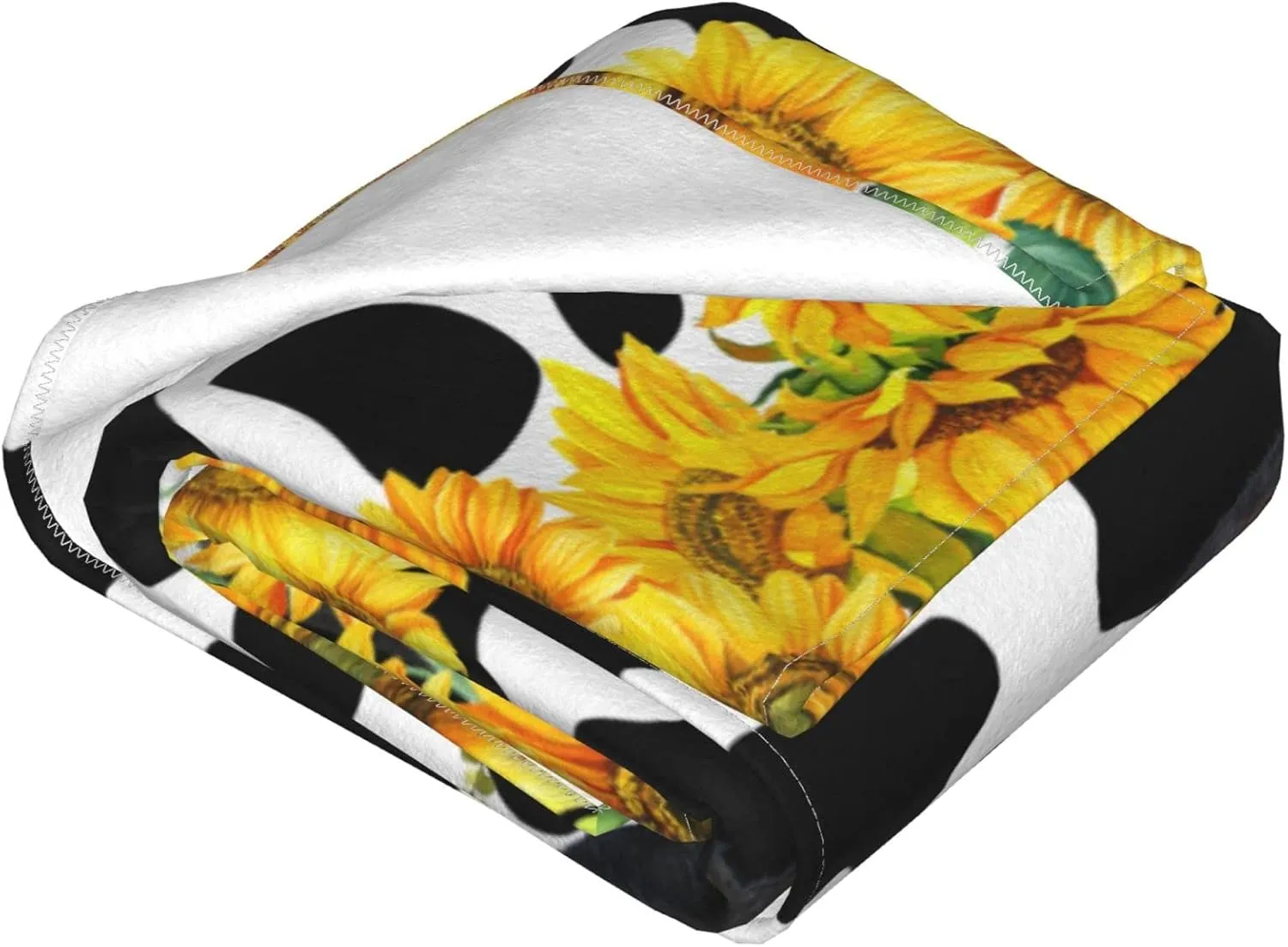 Cow Print Sunflower Blanket Soft Warm Lightweight Cozy Plush Throw Blanket Bed Couch Sofa Office Decor Gifts for Kids Women 60"x50"