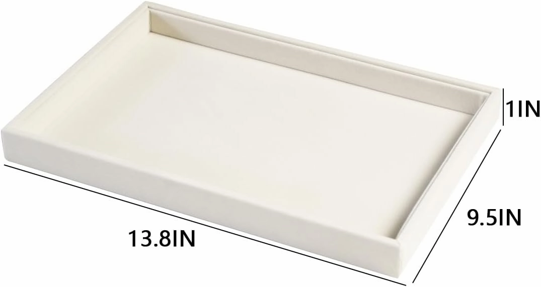 Coward 2Pcs/Set Stackable Jewerlry Organizer Tray Beige Velvet Blank Tray Holder for Beads Bracelets Necklaces Earrings Store Selling or Home Show
