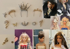Craftuneed Handmade 1:6 miniature doll crown dollhouse jewellery rhinestones brooch magnetic accessory