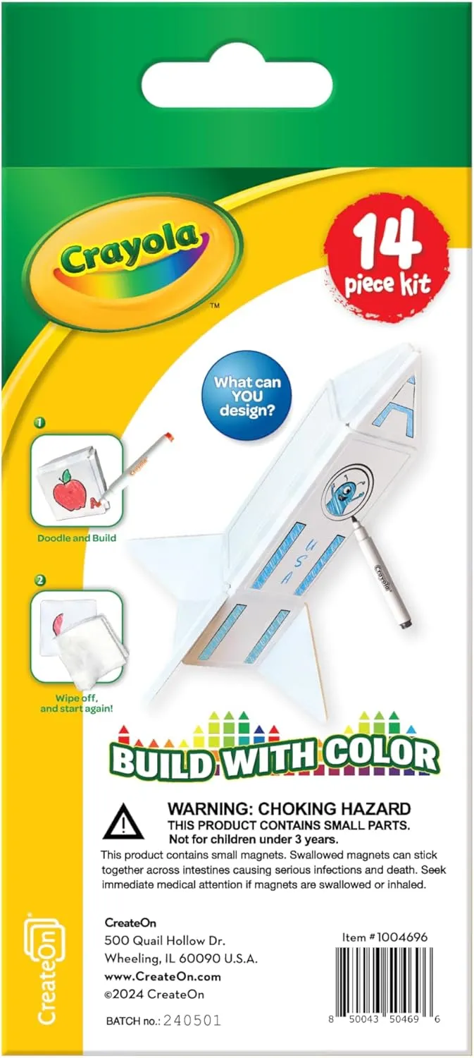 CreateOn Crayola Doodle Magnetic Tiles, Building Set for Kids, Magnetic Building Toys for Kids, STEM Travel Toys for Boys and Girls Ages 3 , 14-Piece Set (Doodle)