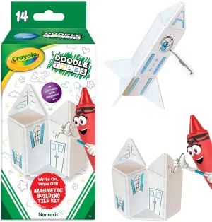 CreateOn Crayola Doodle Magnetic Tiles, Building Set for Kids, Magnetic Building Toys for Kids, STEM Travel Toys for Boys and Girls Ages 3 , 14-Piece Set (Doodle)