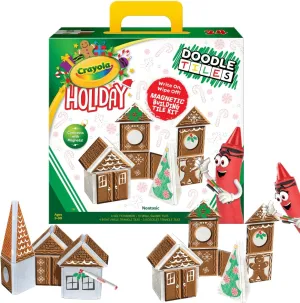 CreateOn Crayola Holiday Gingerbread House Magnetic Tiles, Magnetic Kids Building Toys, Educational Stem Toys for Ages 3 , 24-Piece Set