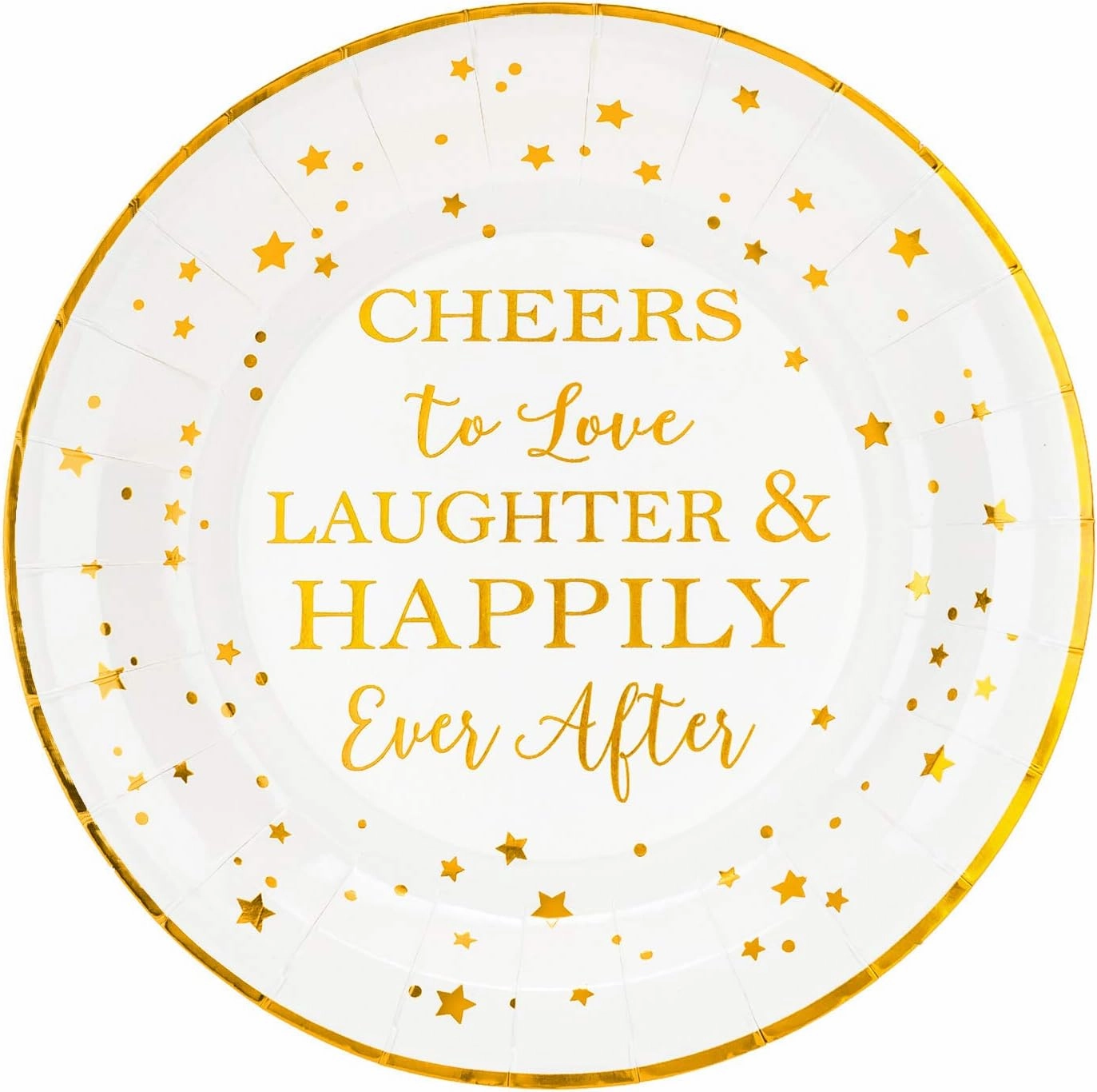 Crisky 50 Counts Cheers to Love Gold Plates for Bridal Shower, Wedding, Engagement, Bachelorett Party Decorations, Dessert, Buffet, Cake Disposable Plates Party Supples, 9" Plate