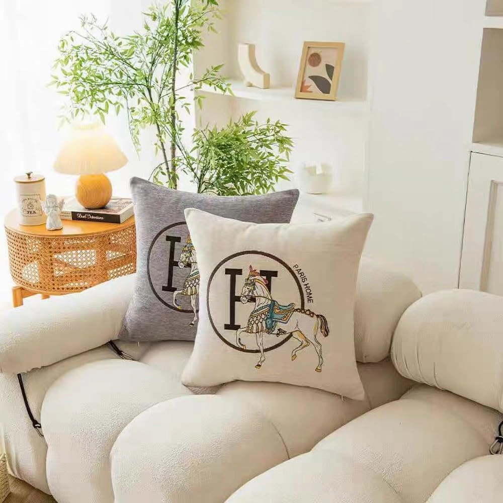 Croker Horse 18x18'' inches Throw Pillow Cushion Covers Set Pack of 2 Pcs - Luxury Horse Embroidery Modern Style Couch Sofa Pillow Cover for Living Room Bedroom (Green)
