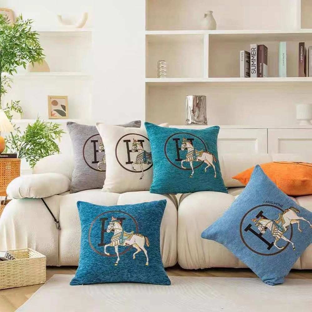 Croker Horse 18x18'' inches Throw Pillow Cushion Covers Set Pack of 2 Pcs - Luxury Horse Embroidery Modern Style Couch Sofa Pillow Cover for Living Room Bedroom (Green)