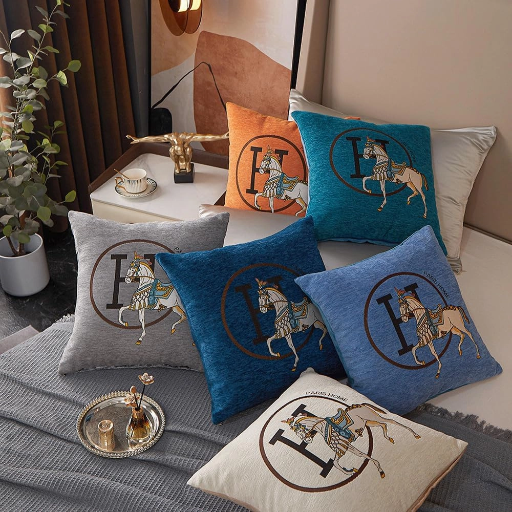Croker Horse 18x18'' inches Throw Pillow Cushion Covers Set Pack of 2 Pcs - Luxury Horse Embroidery Modern Style Couch Sofa Pillow Cover for Living Room Bedroom (Green)