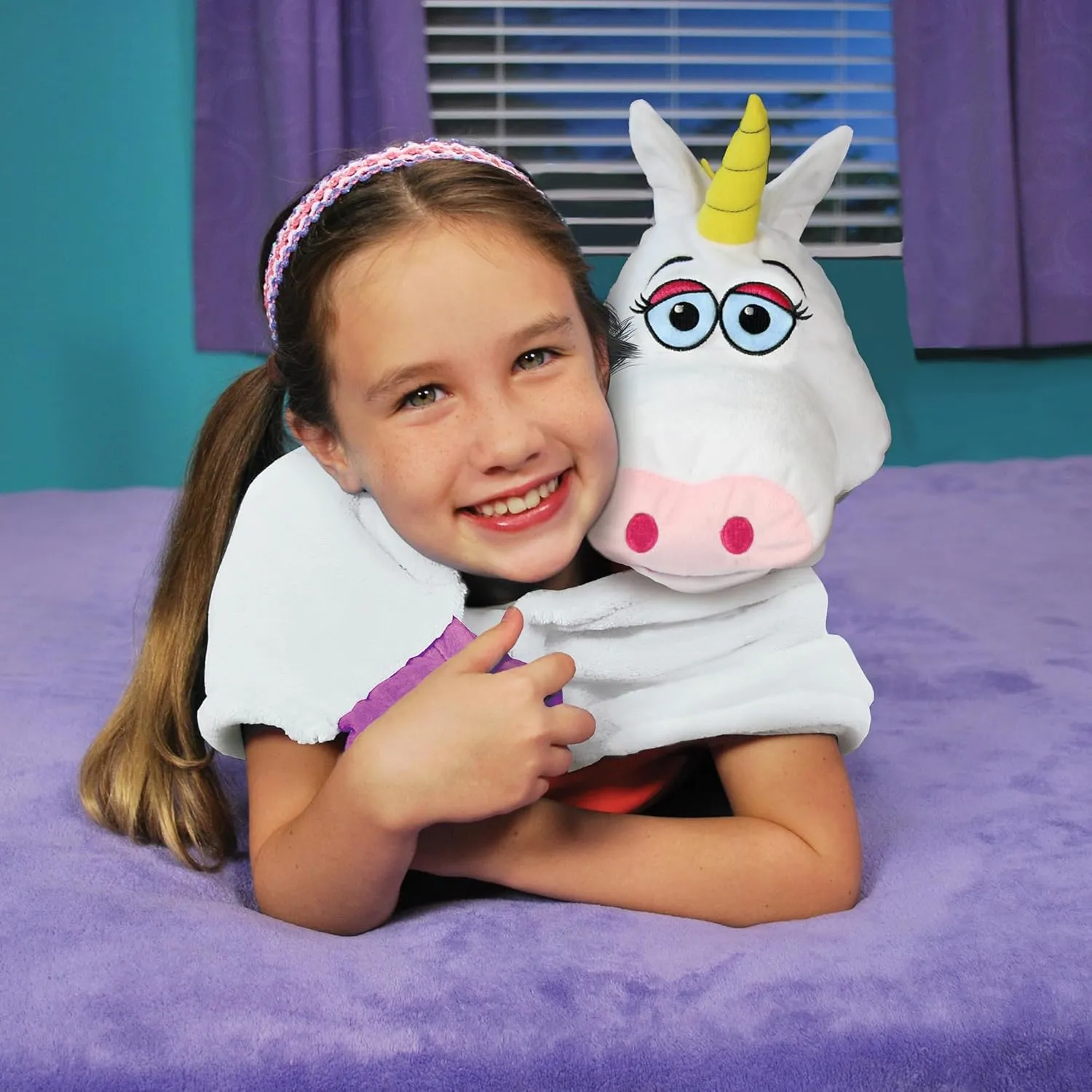 Cuddleuppets: Unicorn - White-Purple - 2-in-1: Plush Puppet & Blanket, Soft Magical Character, Play All Day & Cuddle All Night, Kids, Machine Washable