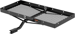CURT 18110 48 x 20-Inch Tray Hitch Cargo Carrier, 300 lbs Capacity, 1-1/4, 2-In Adapter Shank, CARBIDE BLACK POWDER COAT