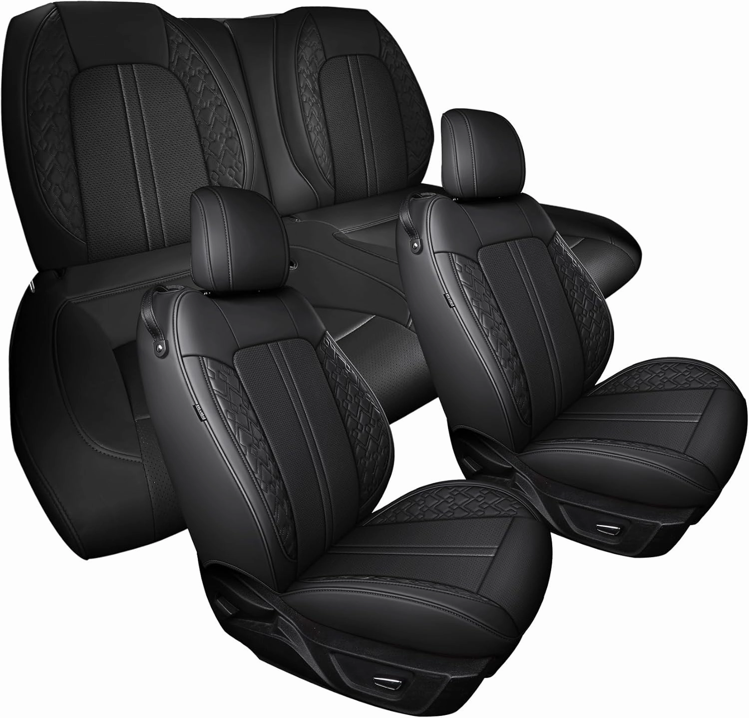 Custom Fit Car Seat Covers for Ford Mustang Fastback/Mach 1/ Coupe (Not for Recaro) 2015 2016 2017 2018 2019 2020 2021 2022 2023, Waterproof Faux Leather Seat Covers Black