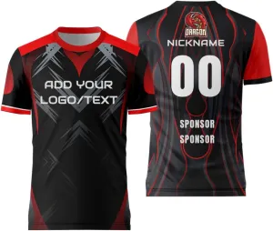 Customize Your Black Jersey with Name and Number Mens Team Uniforms Shirt for Esport Game Soccer Volleyball